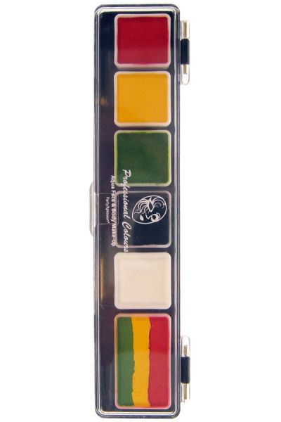 PXP Schminkpalette Karneval Rasta Farben mit Pinsel