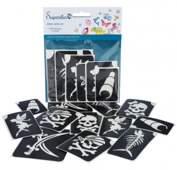 Glitzer Tattoo Stencils Pirat